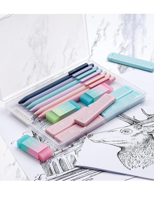 Four Candies Cute Mechanical Pencil Set, 6PCS Pastel Mechanical Pencils 0.5 & 0.7mm with 360PCS HB Leads, 3PCS Erasers and 9PCS Eraser Refills, Aesthetic School Supplies for Girls Writing ($ 6.99)
