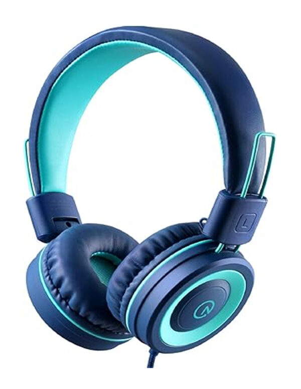 Kids Headphones - noot products K11 Foldable Stereo Tangle-Free 3.5mm Jack Wired Cord On-Ear Headset for Children/Teens/Boys/Girls/Smartphones/School/Kindle/Airplane Travel/Plane/Tablet (Navy/Teal) ($12.99)