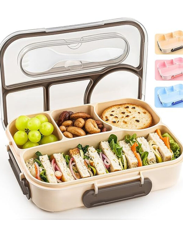 EASYFUN Bento Box Adult, Lunch Box, 4-Compartment Lunch Containers, Drop-Proof, Dishwasher Safe & Made with BPA-Free Materials(Khaki) ($ 7.99)
