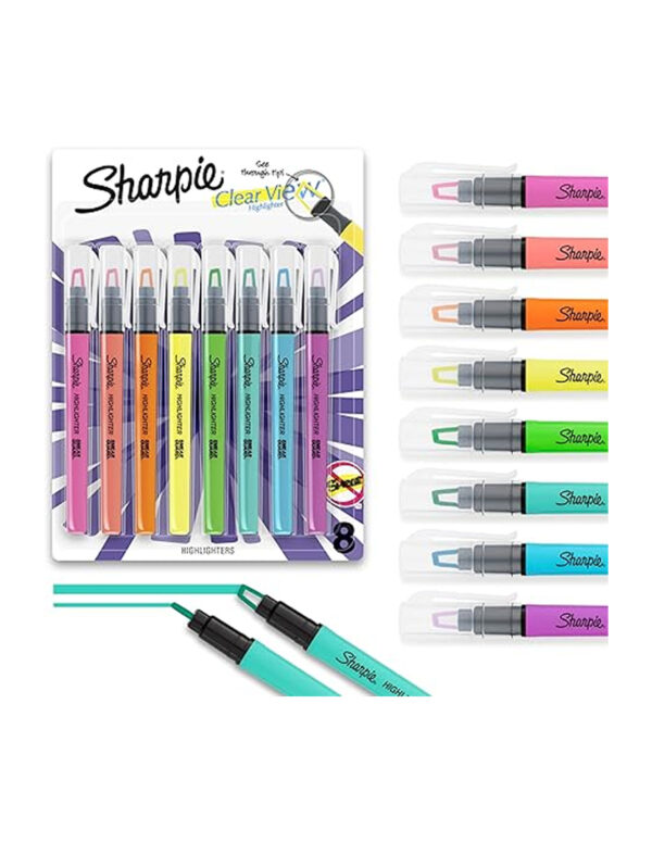 Sharpie Clear View Highlighter Sticks, Chisel Tip, Assorted Fluorescent, 8 Count - School, Home, and Office Use, Teacher Supplies ($13.94)