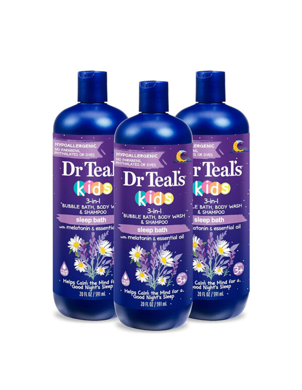 Dr Teal's Kids 3-in-1 Sleep Bath: Bubble Bath, Body Wash & Shampoo with Melatonin & Essential Oil, 20 fl oz (Pack of 3) ( $ 15.85)