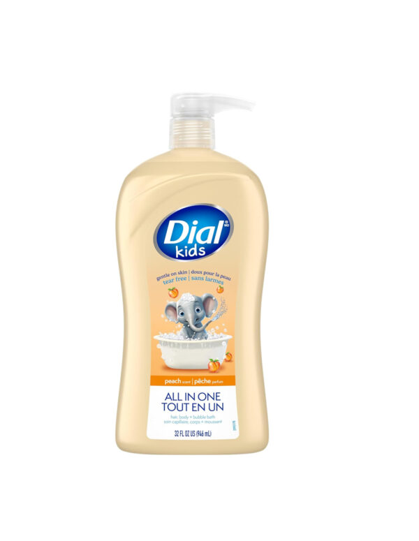 Dial Kids All-in-1 Body + Hair + Bubble Bath, Peach Scent, 32 Fl Oz, Hypoallergenic Body Wash & Shampoo, No Tears Formula for Kids 2+ Years, No Parabens & Silicones ( $ 7.47)