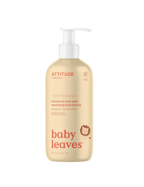 ATTITUDE 2-in-1 Shampoo and Body Wash for Baby, EWG Verified, Dermatologically Tested, Vegan, Pear Nectar, 16 Fl Oz ( $ 10.47)
