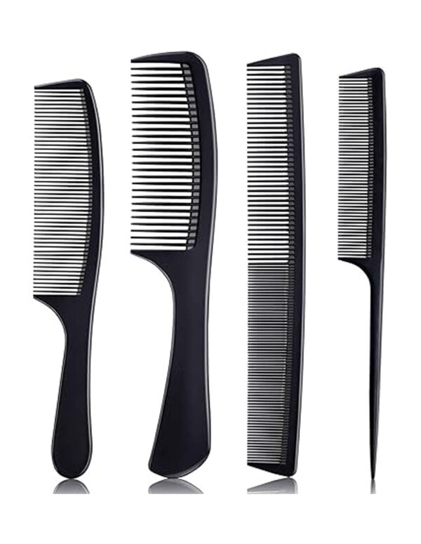 4 Pieces Combs for Women and Man, Premium Black Carbon Fiber Hair Comb Set for Teasing and Parting, Professional Combs for Hair Stylist, Fine and Wide Tooth Styling Comb for All Hair Types ($ 4.99)