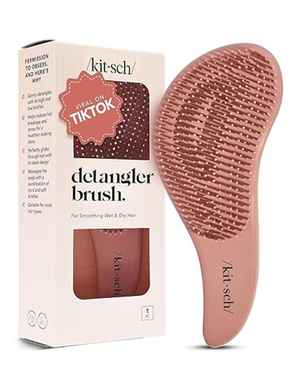 Kitsch Detangler Brush – Gentle Curly Hair Brush with Flexible Bristles for All Hair Types - Wet or Dry | Detangling Hair Brushes for Women & Men, Adults & Kids - Terracotta ($ 7.99)
