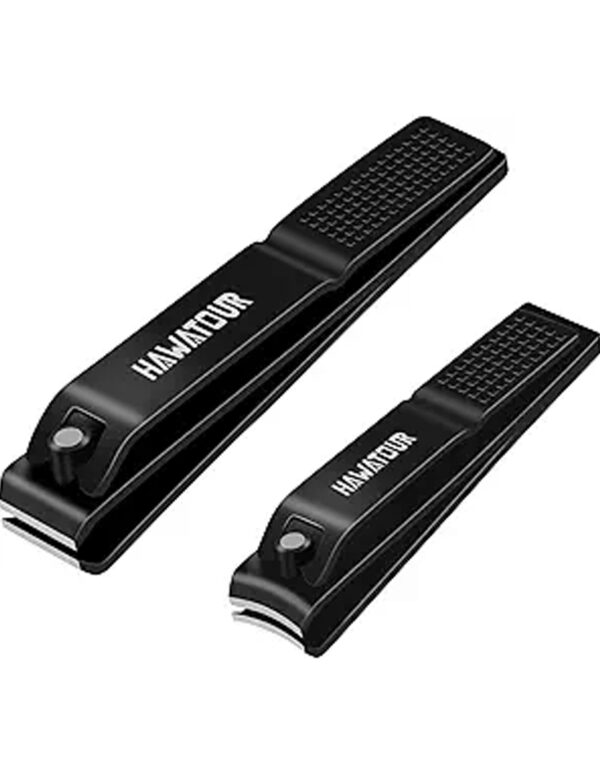 HAWATOUR Nail Clippers Set, Ultra Sharp Sturdy Fingernail and Toenail Clipper Cutters with Visibly Tin Case, Black ($ 9.97)
