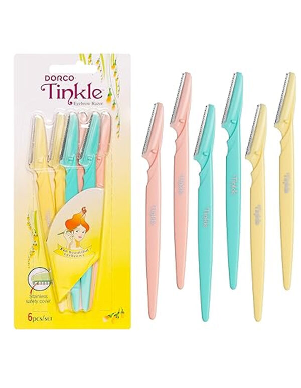 Tinkle Dermaplaning Tool 6ct, Dermaplane Razor for Women, Safe and Easy Peach Fuzz Remover, Eyebrow Trimmer with Protective Cover ($ 6.60)