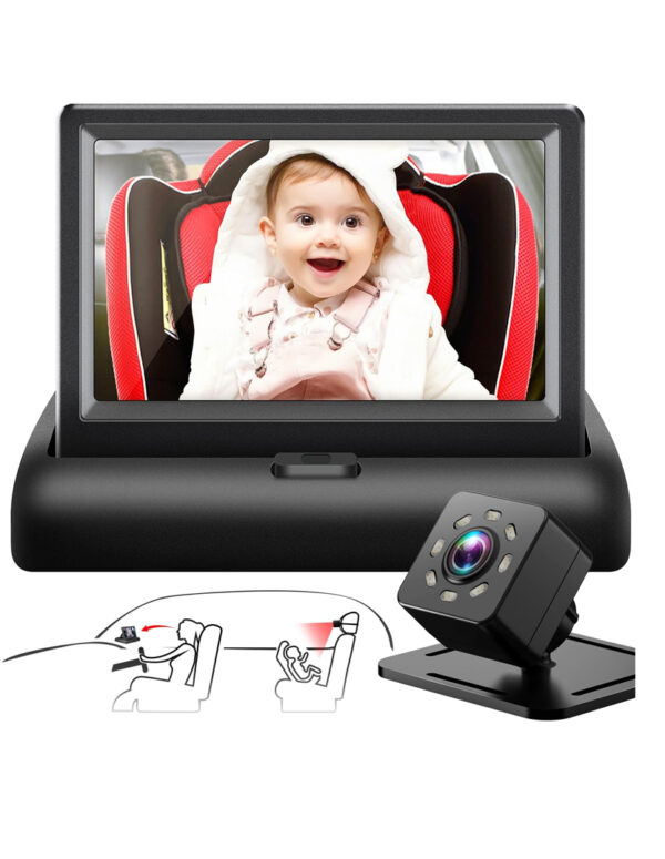 Baby Car Mirror with 4.3'' HD Night Vision Function Display, Safety Car Seat Camera with Wide Crystal Clear View, Easily Observe The Baby’s Move(Not USB) ( $ 26.99)