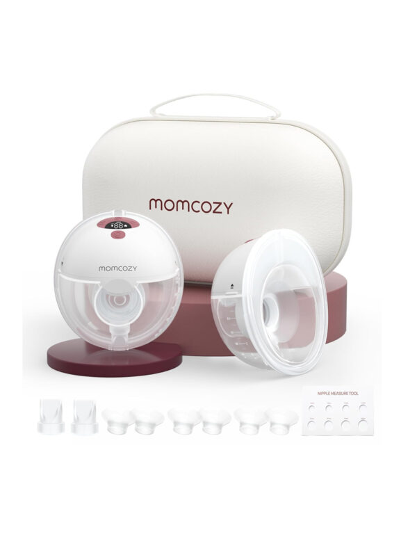 Momcozy M5 Hands-Free Wearable Breast Pump, Double-Sealed Flange for Baby-Like Comfort, 3 Modes & 9 Suction Levels, Portable Electric Pump – 24mm, 2-Pack Cozy Red ($ 169.99)
