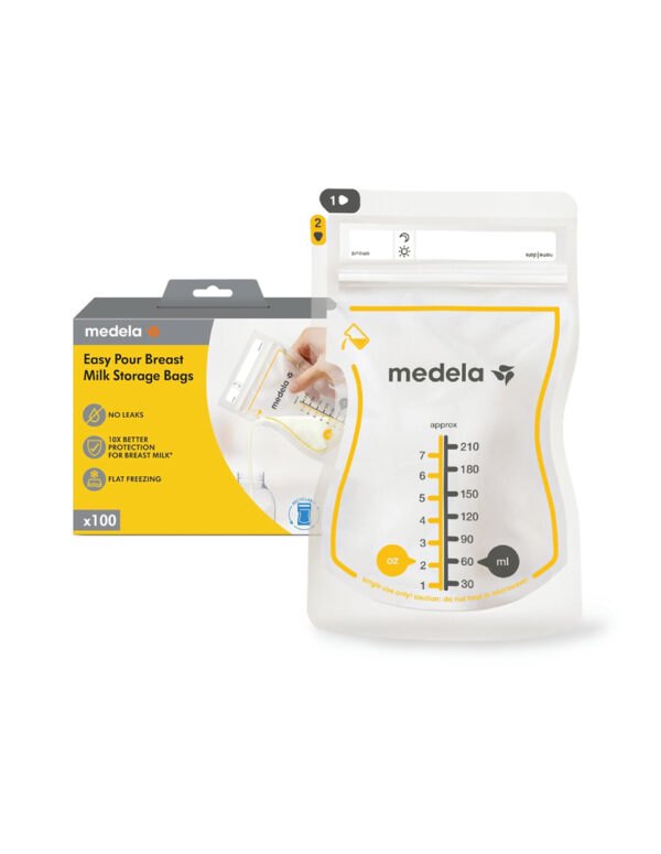 Medela Easy Pour Breastmilk Storage Bags 100 Count 7oz/210ml Disposable, Leakproof, Fast Freeze, Breast Milk Protection Recyclable & BPA Free ($ 14.47)